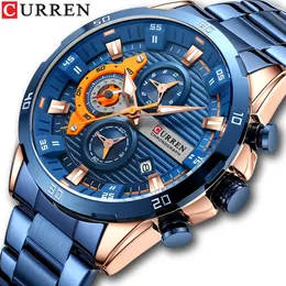 Armbandsur Curren Chronograph Men Watches For Sport Casual rostfritt stål Lysande armbandsur för manlig kreativ design Quartz Clock 230113