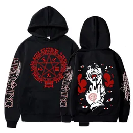 Ünlü Branddesigner Hoodiemens Hoodies Sweatshirtler Komik Anime Hellsing Ultimate Alecard Moda Çizgi Roman Korku Erkekler Harajuku Sıradan Kış Sıcak Gevşek Sweatshir