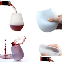 カップソーサー新しいデザインファッションUnbreakable Clear Rubber Glass Sile Beer Cupsglass Drinkware for Cam Drop Delivery Home Garde Dhy2z