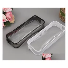 Lápis Sacos de PVC Bolsa de zíper para bolsa de zíper estudantes escolares transparentes transparentes caixa de armazenamento plástico de caneta caneta mini viagem Drop dh2p7