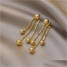 Dangle Chandelier Fashion Jewelry Gold Ball Tassels Earing for Women Simple Stud Drop Delivery DHYC7