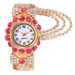 Armbanduhr Mode Frauen Diamant Armband Uhren Luxus Blumenstrass Edelstahlgürtel Watch Ladies Quarz Armbanduhr