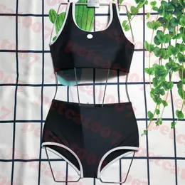 Little Letter Logo Swimsuit High midja bikini mode svart badkläder utomhus sportbaddräkt