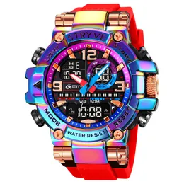 Armbandsur Stryve Watch for Mens High Quality Digitalanalog Dual Movement 5atm Waterproof Watches Fashion Sports Mens Watch 8025 230113