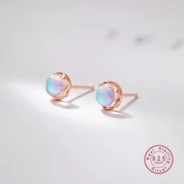 Brincos de garanhão japonês colorido moonstone women 925 prata esterlina pequena namorada fofa brinca de aniversário jóias