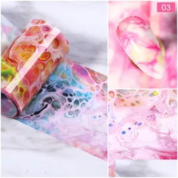 Stickers Decals Marble Nail Foil For Manicuring Uv Gel Polish Sticker Colorf Flowers Design Transfer Decal Art Decoration Wraps Dr Dhgy1