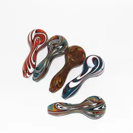 Smoking Pipes spoon Shape Nice Heady 4 Inch Hand Spoon Glass Pipe Bong With mixed Color glass ash catcher