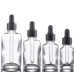 Whole Flat 10ml 20ml 30ml 50ml Clear Glass Dropper Bottles for Eliquid Essential Oil with Pipette5438730