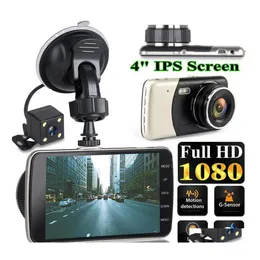 CAR DVR CAR DVRS DVR 4 tum LCD SN Dash Cam Dual Lens HD 1080p Camera Vehicle Video Recorder Gsensor Parkering Monitor Support 32G TF Card Dro Dhose