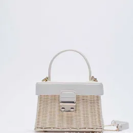 Evening bag White Size Flip Vintage Straw Handbag Woven Crossbody Bags Casual Po