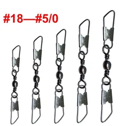 Fishing Hooks 100pcslot Barrel Swivels with Double Safety Snaps 1850 Stainless Steel Connector Swivel Hook Carp Tackle 230113