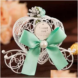 Party Favor Europen Style Iron Small Cinderella Carriage Candy Box Baby Shower Love Heart Boxes Wedding Decor Supplies Za1303 Drop D Dhacw
