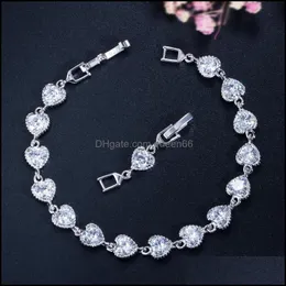 Charmarmband 5 f￤rger f￶r alternativ Vitguldpl￤terad rund cz hj￤rta Braclet Girls Women Party Wedding Nice Gift Drop Delivery Jewel Dhwzz