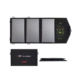 Painéis solares AllPowers Painel solar portátil ao ar livre 5V 21W Célicas solares USB dobráveis ​​de células solares USB Smartphone Mobile Power Battery 230113