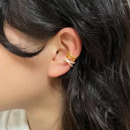 Brincos de costas 1pc Fake piercing Ear manguitos de estilo francês clipe temperamento cor de ouro multilayer jóias de cartilagem cruzada KCE218