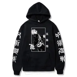 Herrtröjor tröjor jujutsu kaisen gojo satoru tryckt casual anime hoodie lösa streetwear tröjor långärmad överdimensionerade män 230113