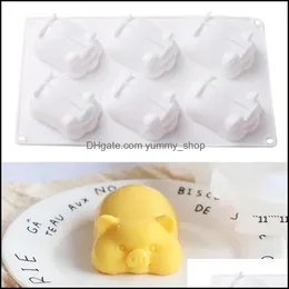 Baking Moulds 6 Cavity Cute Pig Sile Cake Mold For Mousse Chocolate Mods Pans Dessert Decorating Tools By Sea Rre13578 Drop Delivery Otat5