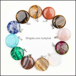Pendant Necklaces Wholesale Round Pendants With Natural Agate Stone Necklace Small Trade Drop Delivery Jewelry Otfhl