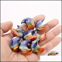 Jade Chakela Moon Handle Crystal Crafts Natural Stone Colorf Moonshape Ornaments Drop Delivery Jewelry Otlaf