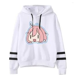 メンズフーディーアニメスウェットシャツYuru Camp Girl Boy Kawaii太いフーディKPOPトラックスーツパラレルバー女性服