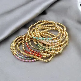 Strand Gold Color Beads Bracelet dla kobiet modne oświadczenie okrągłe półprzewodnikowe kamienie koralikowe ręcznie robione biżuterię mody na imprezę modową