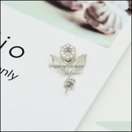 Mücevher Ayarları S925 Sterling Sier Pearl Koleksiyon Aksesuarları Boş Braket DIY Kolye Yarı Kelebek Bırak Teslimat Otaym
