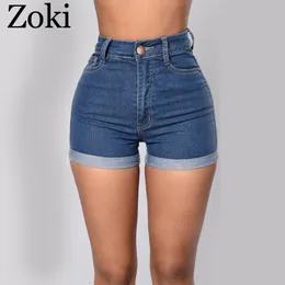 Shorts s shorts zoki mulheres jeans de moda de verão alta cintura larga perna larga azul jeans curto shamming wash fêmea 230112