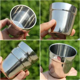 Mugs 180Ml Stainless Steel Cup Double Wall Mug Wine Beer Cam Water Milk Coffee Lz0333 Drop Delivery Home Garden Kitchen Dining Bar Dr Dhhzi