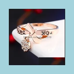 حلقة سوليتير جميلة للنساء Diamond Heart 18K Rose Gold Plated Zirconia sapphire Gemstone Rings مجموعة زفاف مجموعة التسليم J Dhi1f