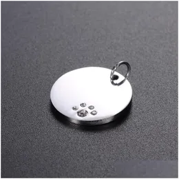 Dog Collars Leashes 20Mm Round Stainless Steel Crystal Tags Pets Id Address Name Phone Number Label Pendant Jewelry Za6044 Drop De Dh0Nc