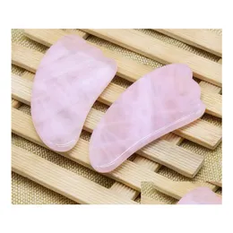 마사지 스톤즈 록 2021 Healthylife Green White Pink Rose Quartz Agate Dongling Jade Guasha 보드 자연 석재 스크레이퍼 Gua Sha dhe6v