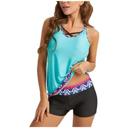 Roupas de banho feminina de duas peças de banho de natação usam tanques esportivos tampas boyshorts tankini conjunto 2023 menina praia ternos de banho de praia roupas de praia