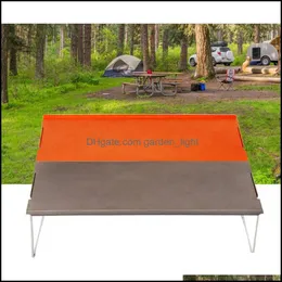 정원 세트 트라이트 야외 미니 폴딩 테이블 피크닉 하이킹 알루미늄 합금 휴대용 배낭 여행 접이식 바베큐 차 VT1640 드롭 DHCDS