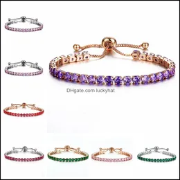 Tennis Cr Schmuck Zirkon Armband Glitzernde Kristall Pusl Damen Gold Bohrer Einreihige Großhandel Drop Lieferung Armbänder Otidu