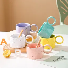 Tazze Stile coreano INS Ceramica Splash Ink Wave Dot Mug Coffee Cup Milk Mark Tea Fashion MORANDI Office Couples