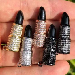 Charms 5st Cubic Zirconia asfalterad svart läppstift för smycken som gör kvinna mode armband halsband Handcraft accessoriescharms