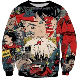 Męskie bluzy z kapturem bluzy Akira Kaneda Neo Tokyo Anime drukowana bluza z okrągłym wycięciem jesień Harajuku moda męska pulower z długim rękawem codzienna bluza z kapturem 230113