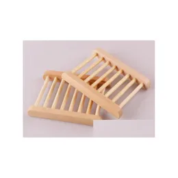 Seifenschalen 100 stücke Natürliche Bambus Holz Dish Tray Halter Lagerung Rack Platte Box Container Für Bad Dusche Badezimmer Drop Lieferung HO DH4N0