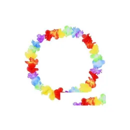 Decorative Flowers Wreaths 10Pcs/Lot Hawaiian Style Colorf Leis Beach Theme Luau Party Garland Necklace Holiday Cool Drop Delivery Dhqli