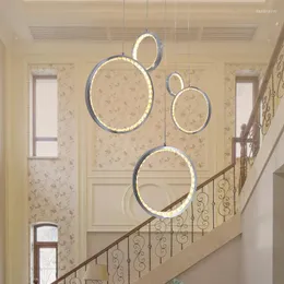 Candeliers Alumínio LEVS MODERNA LED CRISTAL PARA JANTAR SALA DE SALA DE LIVRA DE LIVRA 3 RINGS LUZ PENENTE AJUSTÁVEL DE TECTO