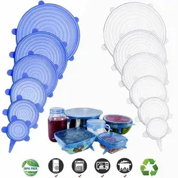 Kitchen Storage & Organization 6 Pcs Silicone Lids Reusable Food Packaging Cover Silicon Fresh-Keep Sealing Cap Vacuum Stretch Tapas