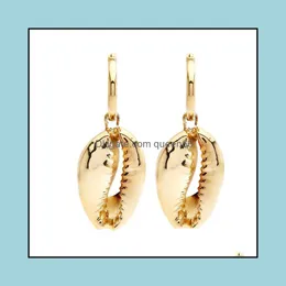 Dangle Chandelier Shell Earrings Simple Pendant Natural Alloy Long Section Fashion Creative Female Jewelry National Wind Elegant G Dh1Ye