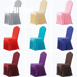 Chair Covers Stretch Spandex Plain Cover Skirt Cloth For El Banquet Wedding Party Event Dining Table Seat Decoration