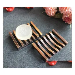 Seifenschalen Vintage-Stil Badezimmer Tablett Handgefertigte Holzschale Box Holz als Halter Wohnaccessoires Drop Lieferung Garten Bad Dhjux