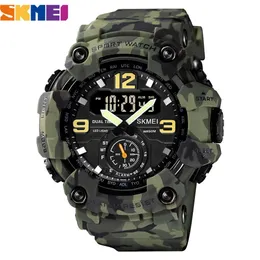 Wristwatches Vintage Men Military Watch 50m Waterproof Wristwatch SKMEI Top Brand Casual Sport Style Digital Clock PU Band Watch Men Original 230113
