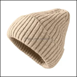 Beanie/Skull Caps Beanie/Skl Donna Moda Casual Berretti Cappello di lana Tinta unita Inverno Caldo Outdoor Lavorato a maglia Gorras Para Mujer Czapk Otwiv