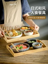 그릇 일본 세라믹 구운 쌀 세트 1 인용 레스토랑 엘 대나무 아침 요리