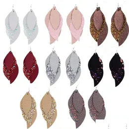 Dangle Chandelier Fashion Jewelry Sequins Mti Layer Pu Leather Earrings Faux Drop Delivery Dhdgm