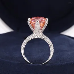 Cluster Rings Solitaire 8ct Lab pierścionek z brylantem prawdziwe 925 srebro wesele obrączka dla kobiet mężczyzn biżuteria zaręczynowa prezent