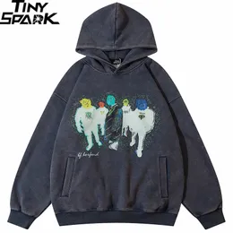 Men's Hoodies Sweatshirts Men Streetwear Vintage Blue Sweatshirt Shadow Painting Graphic Autumn Harajuku Hooded Pullover HipHop Hipster 230113